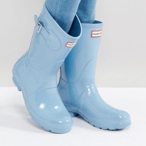 Pale Blue Original Short Gloss Hunter Rain Boots
